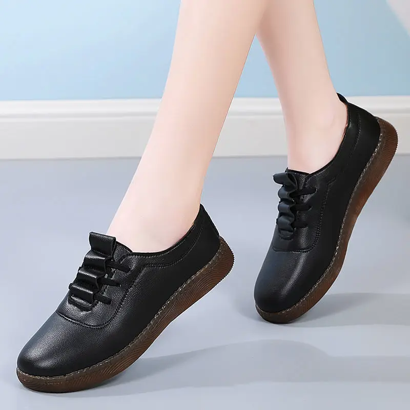 Chaussures femme en cuir PU souple pour extérieur décontracté - image de produit 2